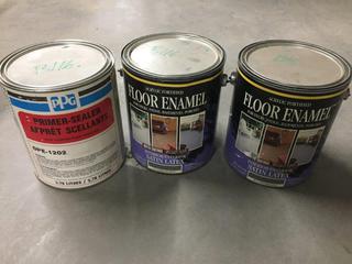 (2) 1 Gallon Cans of Grey Floor Enamel & (1) 1 Gallon Primer/Sealer.