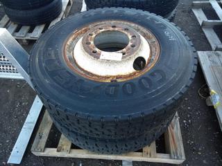 (2) Goodyear G282 MSD 11R22.5 Tires & Rims.