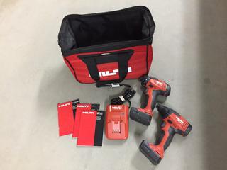 Hilti Drill Driver & Impact Driver, (2) Batteries, Charger & Bag.