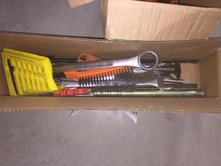 (2) Boxes of Miscellaneous Wrenches, Wire Brushes, Etc.