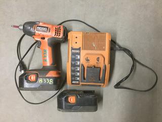 Ridgid R8823 18V Impact Driver, (2) Batteries & Charger.