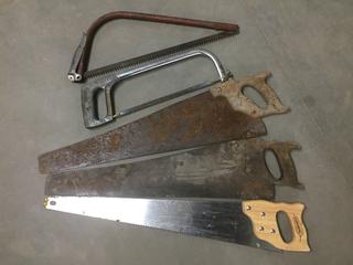 Assorted Hand Saws & Hack Saws.