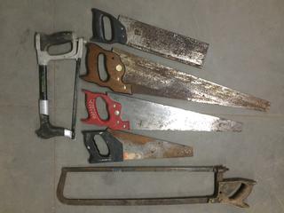 Assorted Hand Saws & Hack Saws.