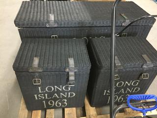 Set of (3) Long Island Wicker Storage Baskets.