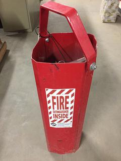 Fire Extinguisher In Metal Holder.