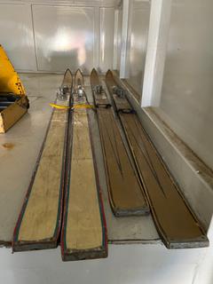 Selling Off-Site - 527 North 200 East, Raymond, AB -  2 Pair Antique Snow Skis.