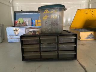 Selling Off-Site - 527 North 200 East, Raymond, AB -  Six Drawer Bin w/ Auto Fuses & Container of Auto Fuses.