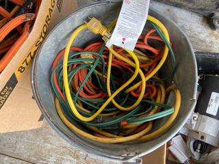 Selling Off-Site - 527 North 200 East, Raymond, AB -  Metal Bucket w/ Extension Cords.