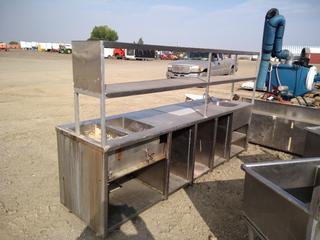 Stainless Steel Serving Center with Shelves, Sink & (2) Soup Warmers, 30'x66"x111".