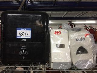 Tork Automatic Hand Towel Dispenser & (2) Soap Dispensers.