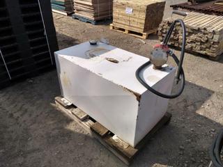 Wooden Skid Mounted Fluid Tank with Manual Pump, 24"x24"x45".