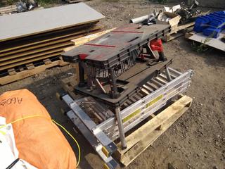 Wooden Saw Horses, Husky Saw Table & Folding Ladder.