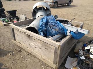 Crate of Chimney Toppers & Stove Pipe.