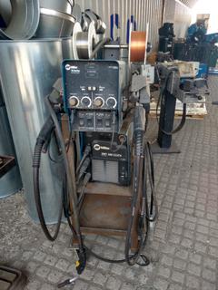 AMT 350 Welder & Miller 70 Series 24V Wire Feeder with Cables on Cart.