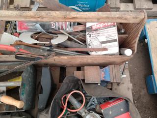 Quantity of Assorted Tools, Hammers, Saws, Vise, Quick Grips.