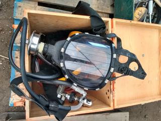 5 Min Scott Air Pack, Mask, Supplied Air Hose & Regulator.