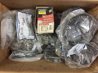 Box of Assorted P-Clamps & Fasteners.