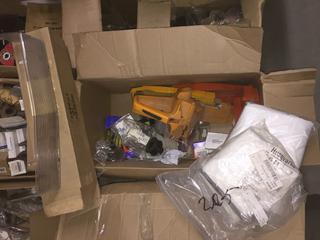 Box of Assorted Husqvarna Chain Saw Parts.