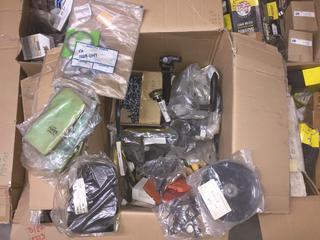 Box of Husqvarna Tractor Parts.