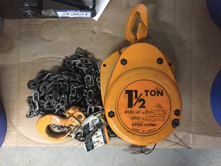 1-1/2 Ton Kito Chain Hoist.