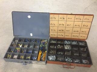 (2) Metal Cases Containing Assorted Screws & Electrical Connectors.