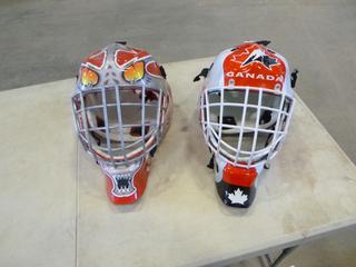 (1) Team Canada Street Hockey Goalie Mask, (1) Detroit Red Wings Street Hockey Goalie Mask (G1)