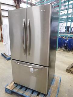 Amana French Door Refrigerator, Model AFB2534FES, Bottom Freezer, 32" x 36" x 70", S/N 10977521JL *Note Scrape and Dent on Side* **Refurbished** C/w 1 Yr  Warranty* *Item includes a warranty purportedly by the Consignor.  Century has not verified this to be true. Buyers must satisfy themselves on this point by contacting My Appliance Shop At 587-335-9473 directly* (EW-5,5)