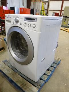 LG Front Load Washer, Model WM2350CW, 28" x 27" x 39", S/N 309PNFS88019 *Note  Some Scratches*  ** Refurbished** C/w 1 Yr  Warranty* 
 *Item includes a warranty purportedly by the Consignor.  Century has not verified this to be true. Buyers must satisfy themselves on this point by contacting My Appliance Shop At 587-335-9473 directly*(EW-5,3)