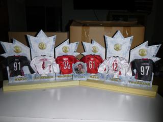 Complete Set (6 of 6) of McDonald's 2006 Olympic Winter Team Canada Mini Jerseys, Featuring Jarome Inginla, Martin Brodeur, Vincent Lecavalier, Joe Sakic, Rick Nash and Joe Thornton, C/w Original Boxes, Display Stands and Wayne Gretzy Stand Connector