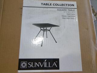 Sunvilla Steel Mesh Square Table w/ Umbrella Hole, 36" x 36" (W1-4,1)