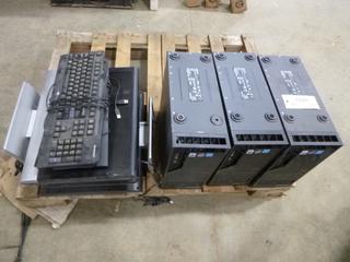 (3) Lenovo Think Center Hard Drives, (3) Monitors, (3) Keyboards, (E1-5,3)