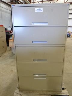 (2) 5 Drawer Filing Cabinet, 1 w/ Key, 18"L x 3'W x 66"H, (WR-4)