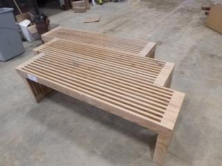 (3) Wood Panel Benches, 5'L x 13.5"W x 19"H (EE1-3-3)