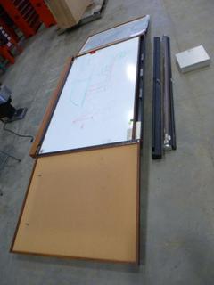 (2) Projector Screens, Dry Erase Board Cabinet, Lock Box For Keys (EE-2-1-1)