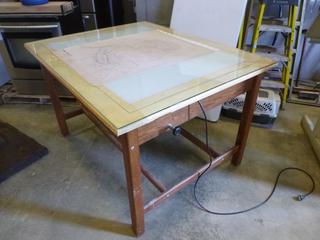 Graphic Light Up Design Drafting Table, 59 1/2" x 4' x 37"