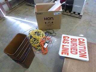 Qty of Caution Signs, Extension Cords, Hard Hats w/ Inserts, (W3-1-1)