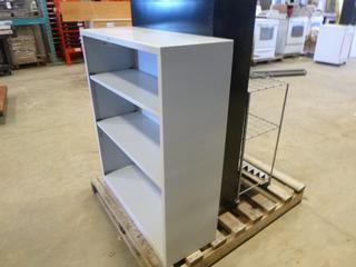 3 Tier Bookcase, 41"H x 34 1/2"W x 12 1/2L, 3 Tier Bookcase, 48"H x 30 1/2W x 10"L, Rack On Wheels, 30"H x 30 3/4"W x 13"L, (WR-4)