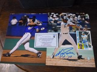 Kellie Gruber Signed 8" x 10" Photo, Willie Upshaw Signed o-Pee-Chee Card and 8" x 10" Blue Jays Picture.  C.O.A. From Frozen Pond