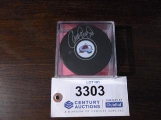 Claude Lemieux Signed Colorado Avalanche Puck.  C.O.A. From Frozen Pond