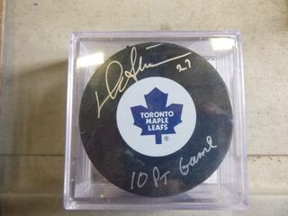 Darryl Sittler #27 Signed 10PT Game Hockey Puck in Case, Has C.O.A., (Upstairs)
