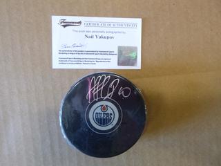Nail Yakupov Edmonton Oilers Autographed Puck, C.O.A. From Frameworth Sports Marketing