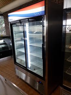 Model MCF8709CAH1 1382mm X 755mm X 2135mm Sliding Door Showcase Refrigerator *Note: Item Cannot Be Picked Up Until Tuesday September 22*