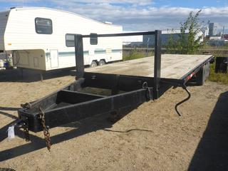 8'4" X 24' Tridem Equipment Trailer C/w Pintal Hitch, 24ft Deck And 5ft Tails w/ Flip Up Ramps *Note: Can Not Verify VIN*