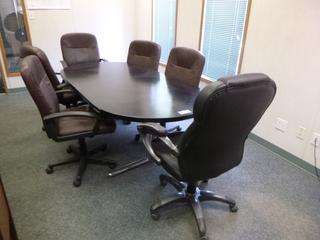 84 in x 42 in Oval Boardroom Table C/w Task Chairs