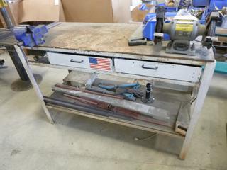 Work Table C/w Bench Vise And 6in Bench Grinder