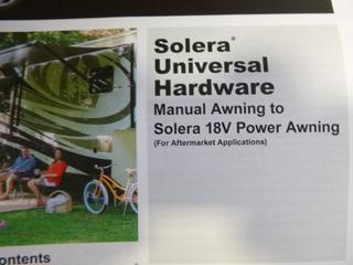 Solera Universal Hardware Manual Awning To Solera 18V Power Awning w/ 69in Arm *Unused*