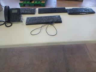 Qty Of Keyboards C/w Office Phone And Misc Cables