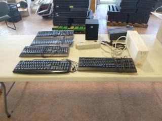 Qty Of (5) Keyboards, (2) APC Back Up Pro Surge Protectors And (1) Speaker