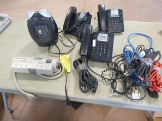 Qty Of (3) Office Phones, (1) Heater And Misc Cords