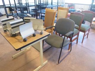 Qty Of (5) Chairs w/ 30in X 24in X 29 1/2in Table And Castors